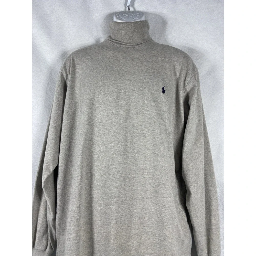 Vintage Polo Ralph Lauren Mens Turtleneck Shirt Large Gray Long Sleeve Old Money